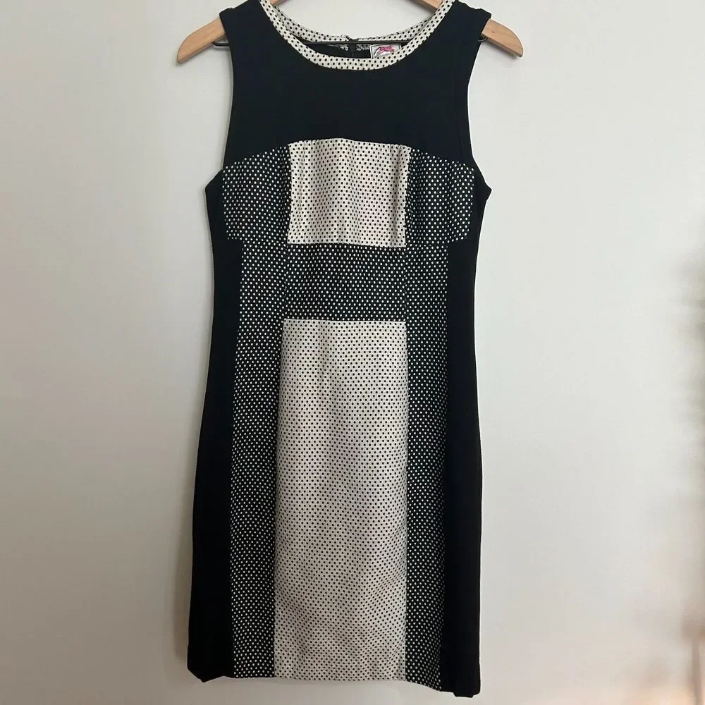 Yoana Baraschi Anthropologie Black and White Polka Dot Sleeveless Sheath Dress